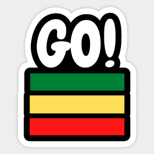 Red, yellow, green colour and then Go!!!  Motivational Design, minimalist Sticker